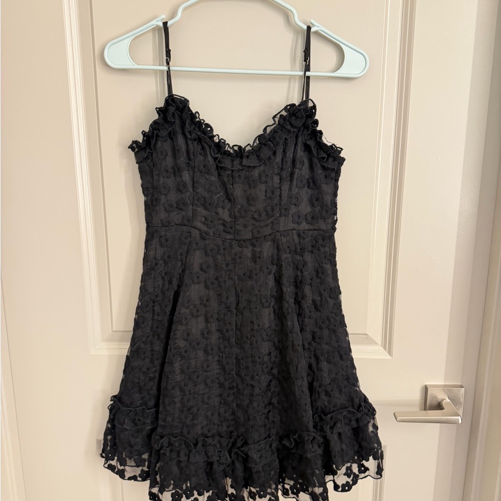 Selfie Leslie Black Floral Frill Dress